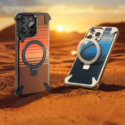 Real Aramid Fiber Cases With Magsafe Rotating Kickstand For iPhones